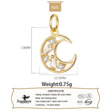TrustDavis 925 Silver Sweet Moon CZ Charm Pendant