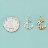 TrustDavis 925 Silver Sweet Moon CZ Charm Pendant
