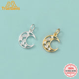 TrustDavis 925 Silver Sweet Moon CZ Charm Pendant