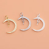 Davis 925 Sterling Silver Moon CZ Charm Pendant DIY Fine Accessories