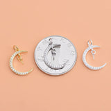 Davis 925 Sterling Silver Moon CZ Charm Pendant DIY Fine Accessories