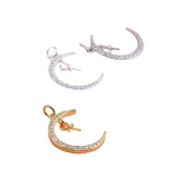Davis 925 Sterling Silver Moon CZ Charm Pendant DIY Fine Accessories