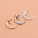 Davis 925 Sterling Silver Moon CZ Charm Pendant DIY Fine Accessories