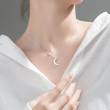 TrustDavis 925 Silver Moon Star CZ Choker Necklace