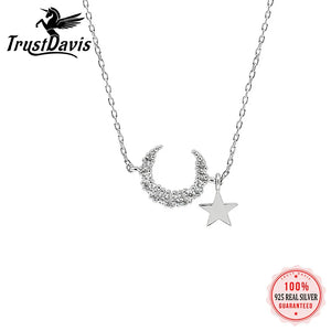 TrustDavis 925 Sterling Silver CZ Pendant Necklace