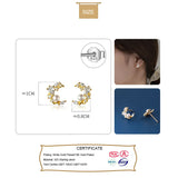 Davis 925 Silver Moon Pearl CZ Stud Earrings Women