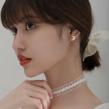 Davis 925 Silver Moon Pearl CZ Stud Earrings Women