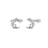 Davis 925 Silver Moon Pearl CZ Stud Earrings Women