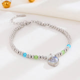 TrustDavis 925 Silver Moonstone Heart Bracelet Wedding Jewelry
