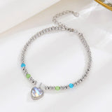 TrustDavis 925 Silver Moonstone Heart Bracelet Wedding Jewelry