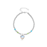TrustDavis 925 Silver Moonstone Heart Bracelet Wedding Jewelry