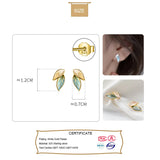TrustDavis Silver Plant Leaves Charm Stud Earrings Women Wedding