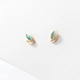 TrustDavis Silver Plant Leaves Charm Stud Earrings Women Wedding