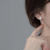 TrustDavis Silver Plant Leaves Charm Stud Earrings Women Wedding