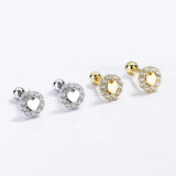 925 Silver Romantic Heart CZ Stud Earrings For Girls