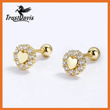 925 Silver Romantic Heart CZ Stud Earrings For Girls
