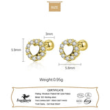 925 Silver Romantic Heart CZ Stud Earrings For Girls