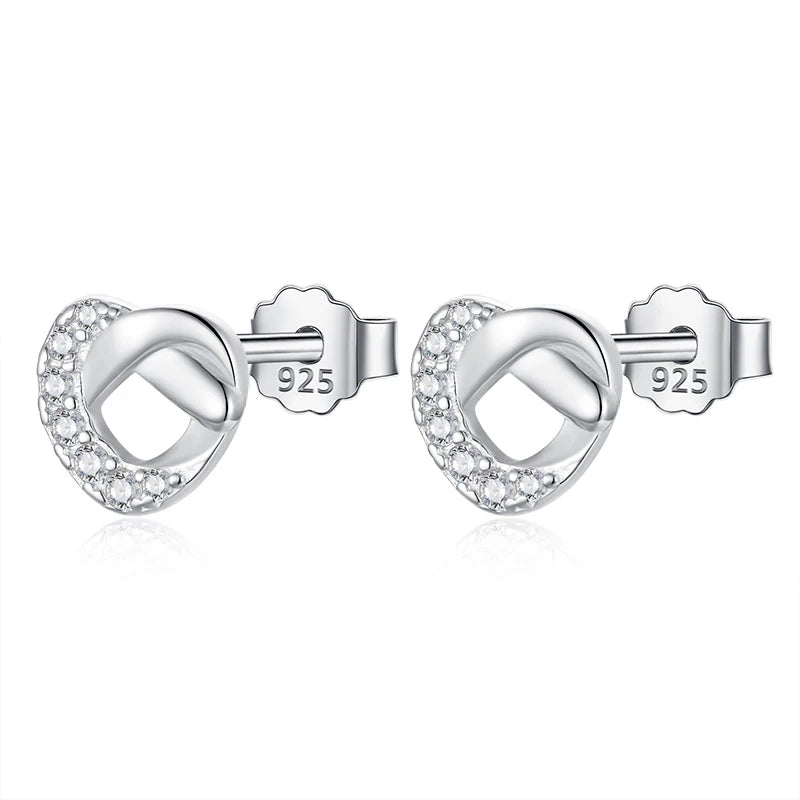 TrustDavis 925 Sterling Silver Heart CZ Stud Earrings Wedding Mother's Jewelry