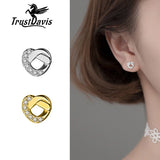 TrustDavis 925 Sterling Silver Heart CZ Stud Earrings Wedding Mother's Jewelry