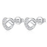 TrustDavis 925 Sterling Silver Heart CZ Stud Earrings Wedding Mother's Jewelry