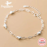 TrustDavis 925 Sterling Silver Heart Chain Bracelet Wedding Mother's Jewelry