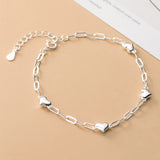 TrustDavis 925 Sterling Silver Heart Chain Bracelet Wedding Mother's Jewelry