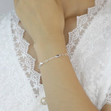 TrustDavis 925 Sterling Silver Heart Chain Bracelet Wedding Mother's Jewelry