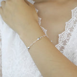 TrustDavis 925 Sterling Silver Heart Chain Bracelet Wedding Mother's Jewelry