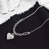 TrustDavis 925 Sterling Silver Heart Chain Pendant Necklace Wedding Jewelry