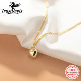 TrustDavis 925 Silver Heart Clavicle Necklace Wedding Jewelry