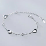 TrustDavis 925 Silver CZ Heart Bracelet Wedding Fine Jewelry
