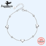 TrustDavis 925 Silver CZ Heart Bracelet Wedding Fine Jewelry