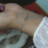 TrustDavis 925 Silver CZ Heart Bracelet Wedding Fine Jewelry