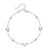 TrustDavis 925 Silver CZ Heart Bracelet Wedding Fine Jewelry
