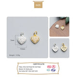TrustDavis 925 Silver Heart CZ Charm Pendant DIY Jewelry DZ407
