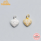 TrustDavis 925 Silver Heart CZ Charm Pendant DIY Jewelry DZ407
