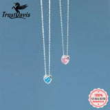 TrustDavis 925 Silver Heart CZ Necklace For Women DA2596