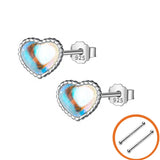 TrustDavis Silver Heart Stud Earrings Wedding Jewelry