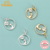 TrustDavis 925 Silver Cat CZ Charm Pendant DIY Fine Jewelry