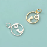 TrustDavis 925 Silver Cat CZ Charm Pendant DIY Fine Jewelry