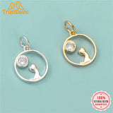 TrustDavis 925 Silver Cat CZ Charm Pendant DIY Fine Jewelry