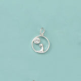 TrustDavis 925 Silver Cat CZ Charm Pendant DIY Fine Jewelry