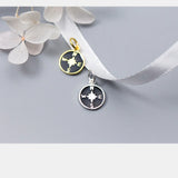 TrustDavis 925 Sterling Silver Sweet Round Glaze Compass Charm Pendant