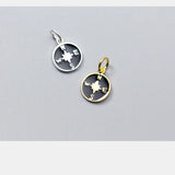 TrustDavis 925 Sterling Silver Sweet Round Glaze Compass Charm Pendant