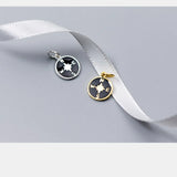 TrustDavis 925 Sterling Silver Sweet Round Glaze Compass Charm Pendant