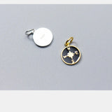 TrustDavis 925 Sterling Silver Sweet Round Glaze Compass Charm Pendant