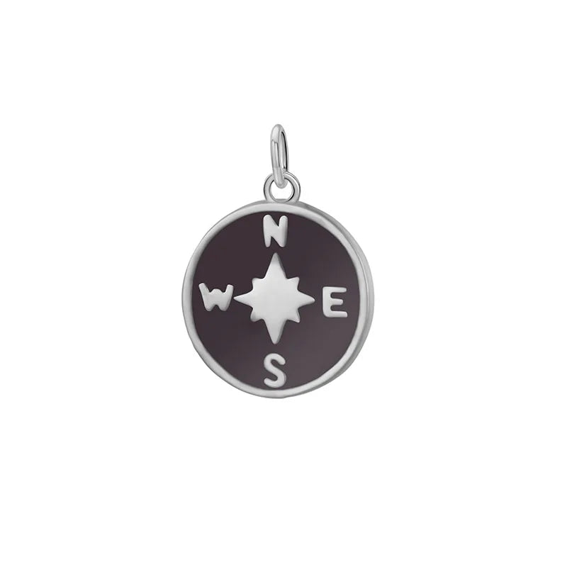 TrustDavis 925 Sterling Silver Sweet Round Glaze Compass Charm Pendant