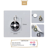 TrustDavis 925 Sterling Silver Sweet Round Glaze Compass Charm Pendant