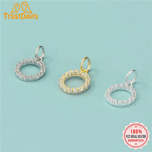 TrustDavis Genuine 925 Sterling Silver CZ Charm Pendant DIY Jewelry HY417