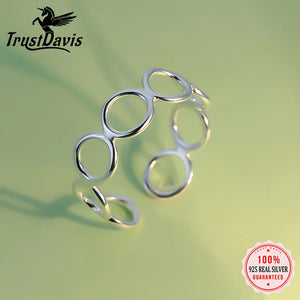 TrustDavis 925 Sterling Silver Sweet Round Finger Ring For Women